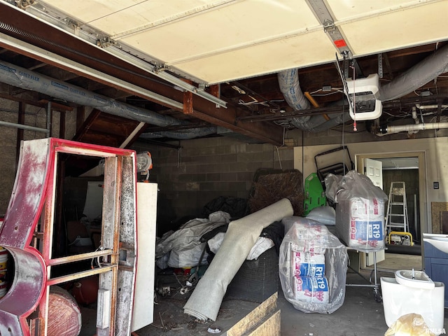 garage with a garage door opener