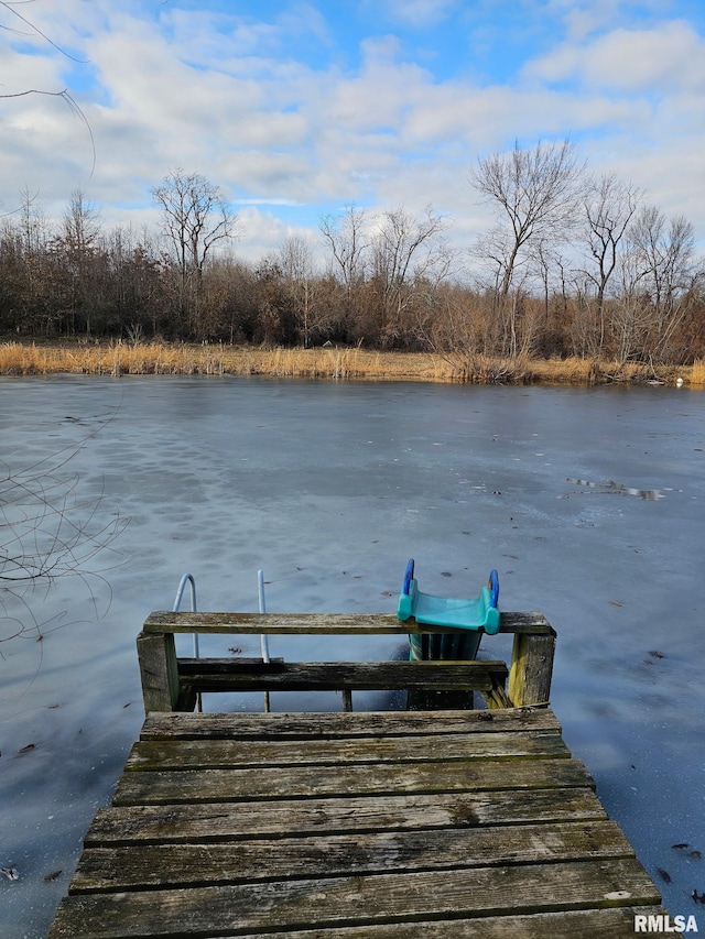 view of dock featuring a water view