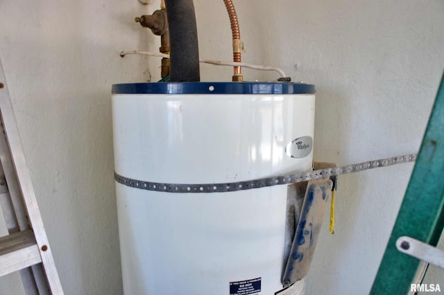 utility room featuring water heater