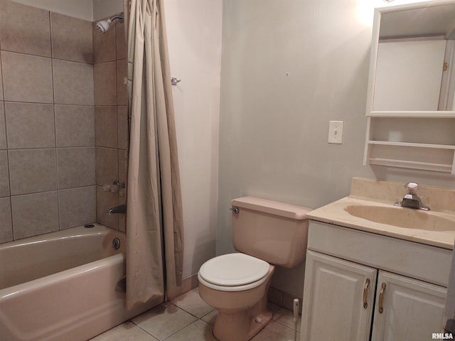 8027 Shawnee College Rd, Ullin, IL 62992 - full bathroom featuring shower / tub combo with curtain, vanity, toilet, and tile patterned floors