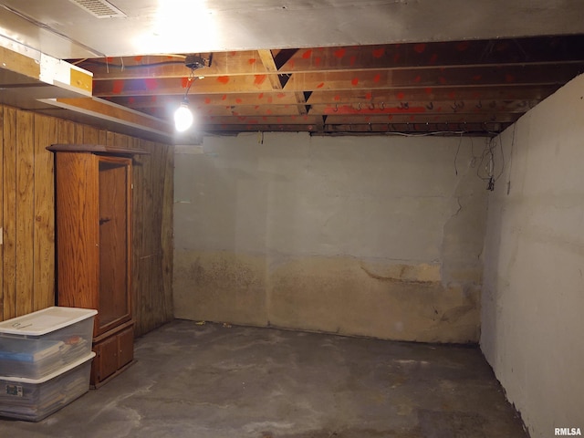 8027 Shawnee College Rd, Ullin, IL 62992 - unfinished basement featuring wood walls