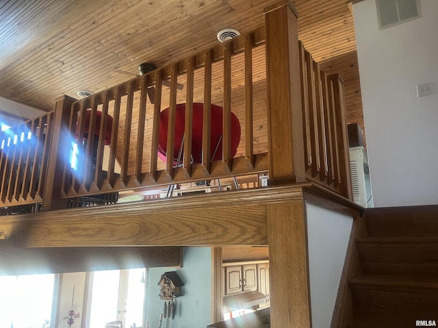 interior space featuring wooden ceiling