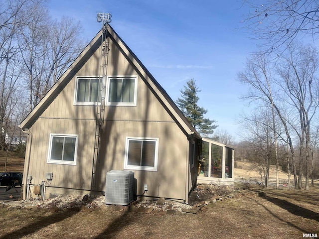 view of property exterior featuring central AC unit