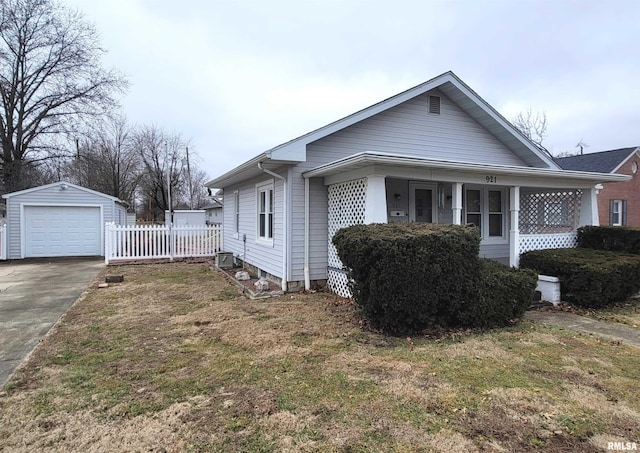 view of side of home with an outbuilding, a yard, a garage, and central AC unit