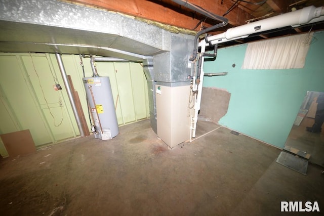 basement with water heater