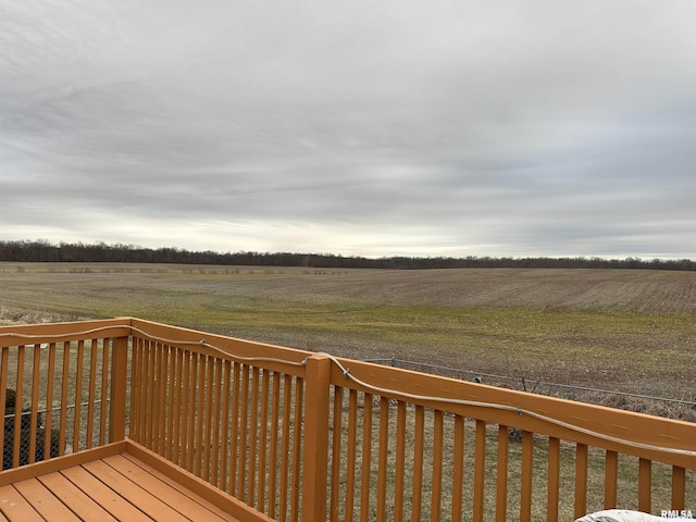 deck featuring a rural view