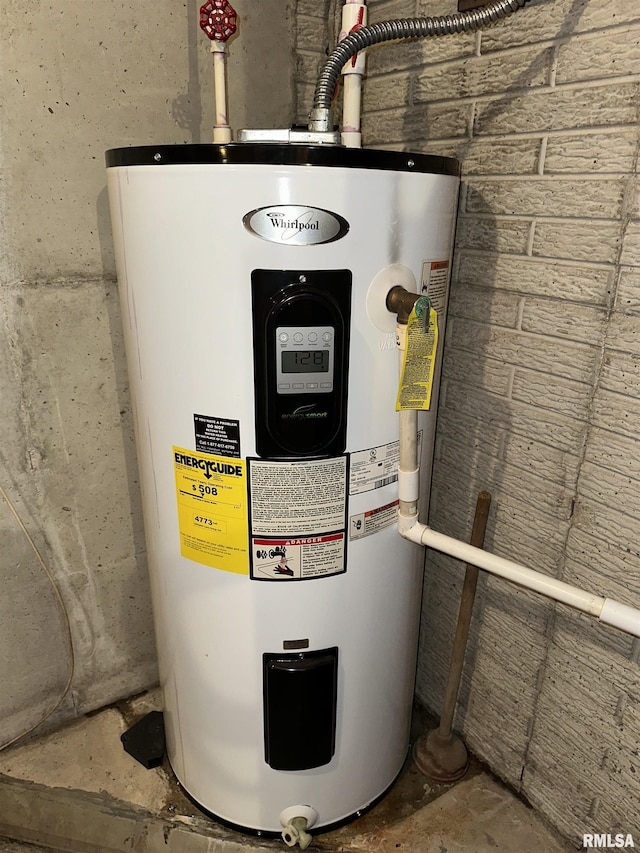 utility room with electric water heater