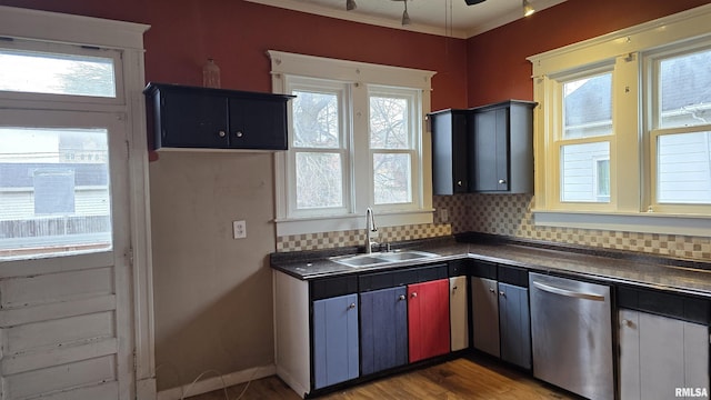 kitchen featuring dishwasher, sink, a wealth of natural light, and backsplash