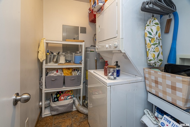 laundry area featuring stacked washer and clothes dryer