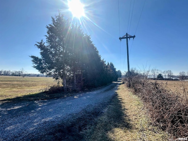 view of street with a rural view