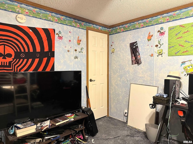 interior space featuring a textured ceiling