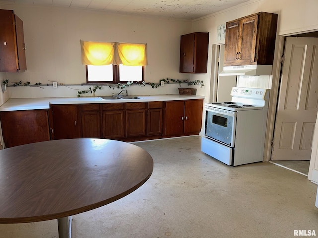 kitchen with sink and electric range