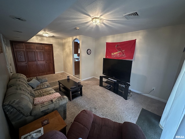 living room featuring carpet floors