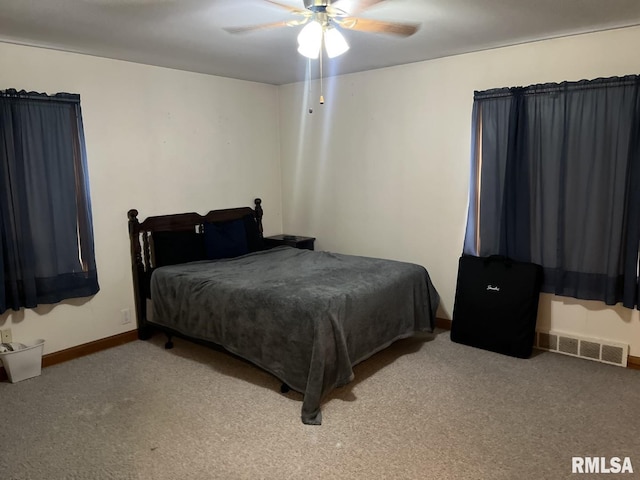 bedroom with carpet and ceiling fan