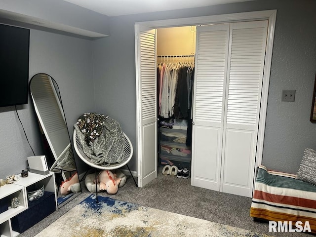 carpeted bedroom featuring a closet