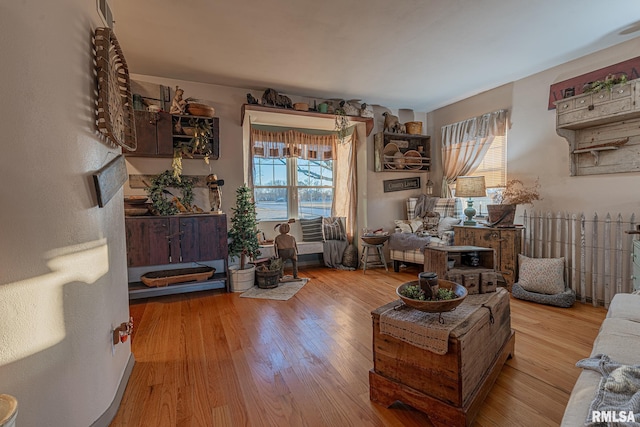 sitting room with light wood-type flooring