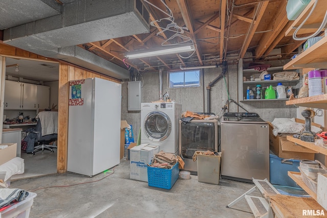 laundry room with independent washer and dryer and electric panel