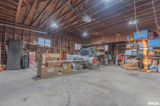 garage with a garage door opener