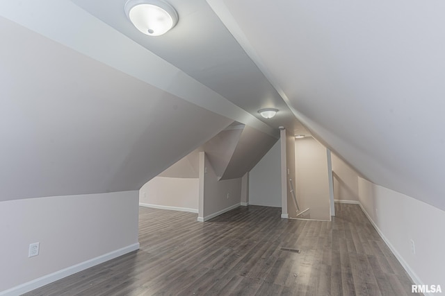 407 NW 6th St, Fairfield, IL 62837 - additional living space with vaulted ceiling and dark hardwood / wood-style flooring