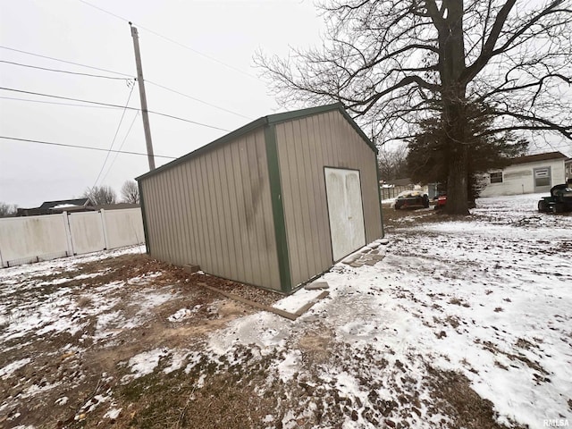 view of snow covered structure