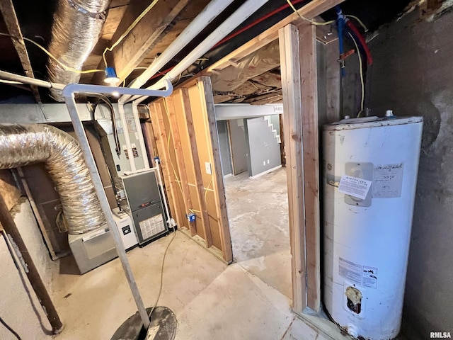 basement with water heater