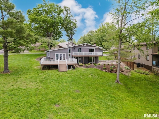 1437 Nassau Ln, Marion, IL 62959 - back of house with a deck, stairs, and a lawn