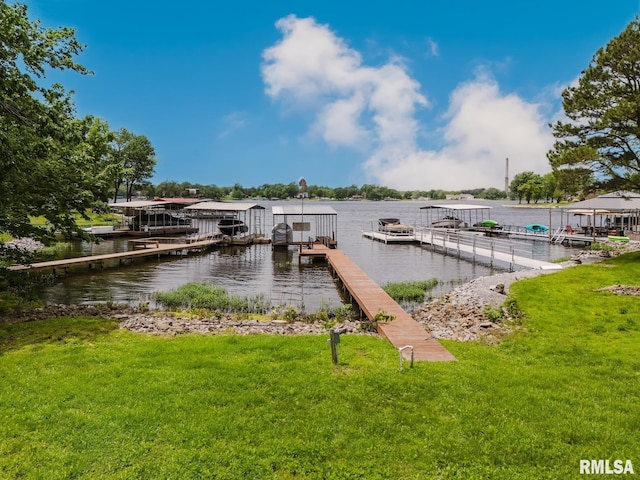 1437 Nassau Ln, Marion, IL 62959 - dock area featuring a water view and a yard
