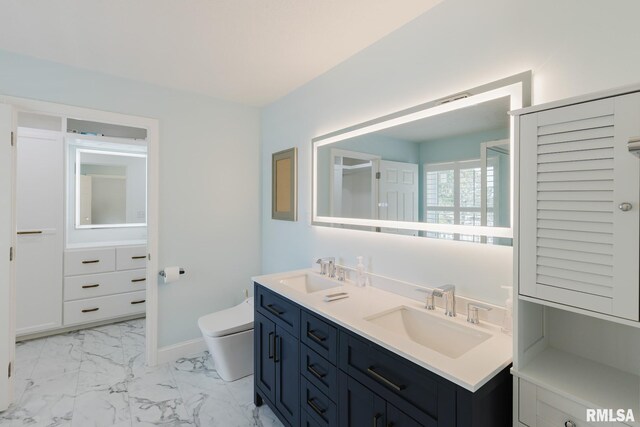 1437 Nassau Ln, Marion, IL 62959 - full bathroom featuring double vanity, toilet, and marble look tiles