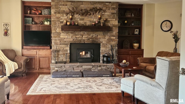 living room with dark wood-style floors