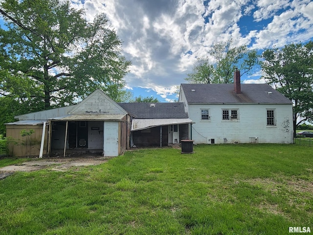 14322 Memory Ln, Mount Vernon, IL 62864 - rear view of property featuring a chimney and a yard