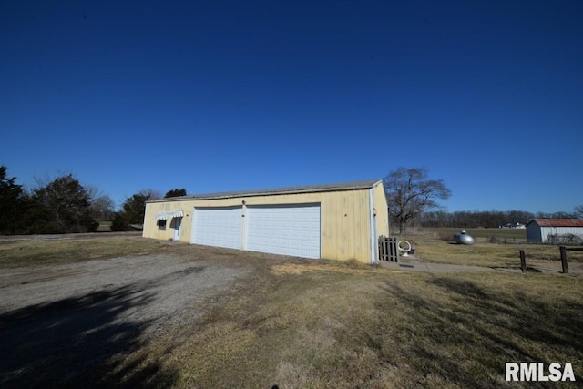 view of detached garage