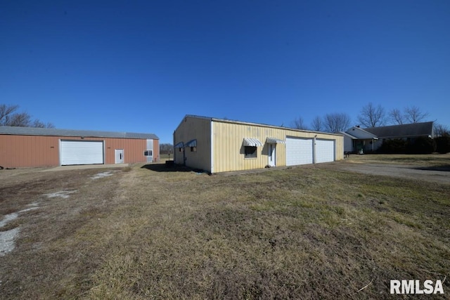 exterior space with an outbuilding