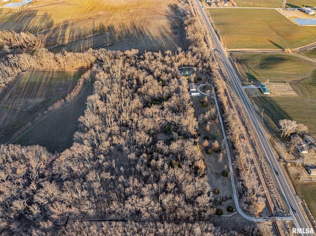 drone / aerial view with a rural view