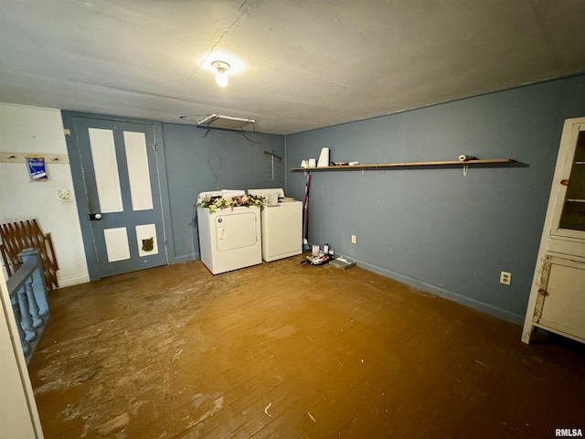 interior space with washing machine and dryer