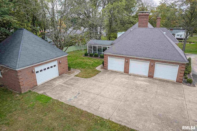 view of detached garage