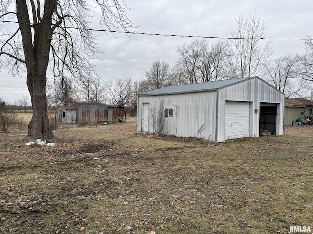 exterior space with an outbuilding