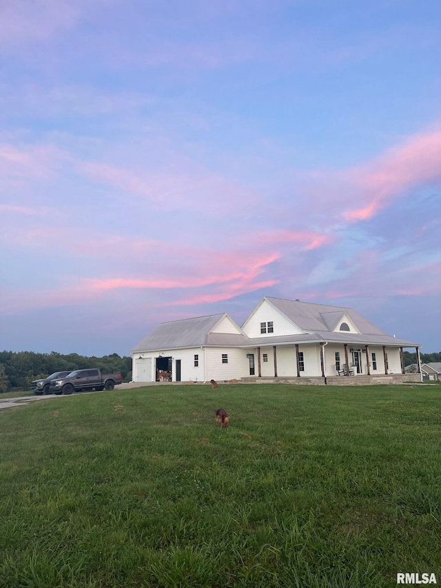 ranch-style home with a front lawn