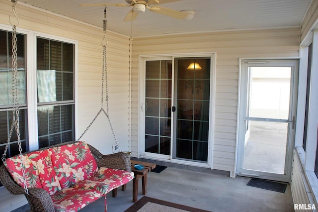 view of patio / terrace with a ceiling fan