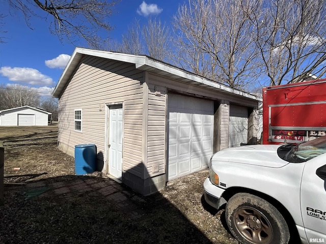 view of detached garage