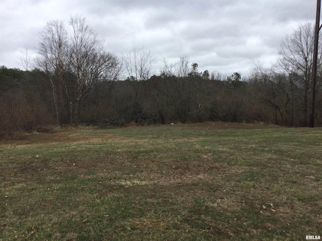 view of landscape featuring a wooded view