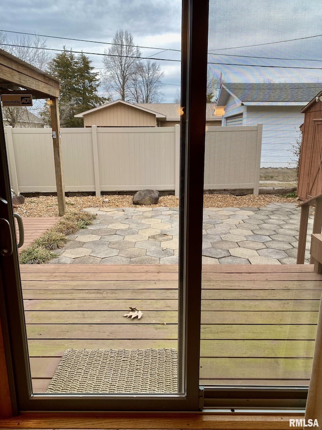 exterior space with a patio and a fenced backyard