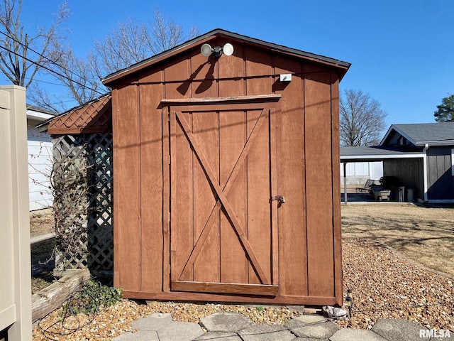 view of shed