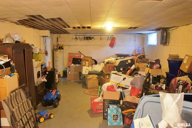 storage room featuring gas water heater