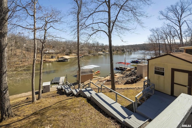 view of dock featuring a water view