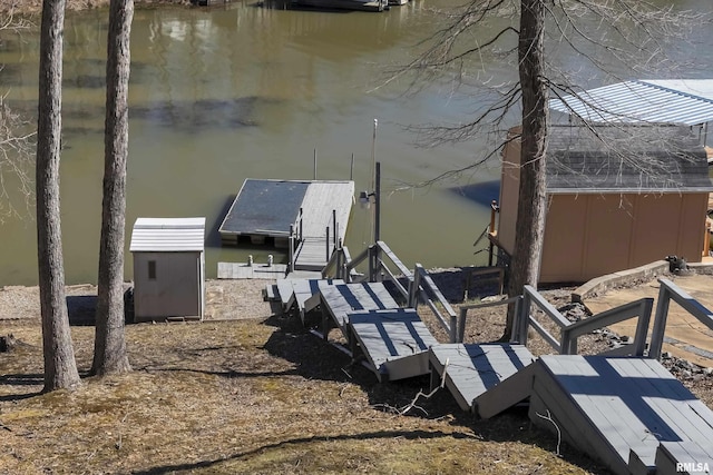 dock area featuring a water view