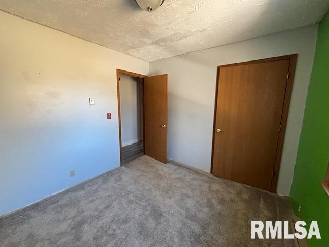 unfurnished bedroom featuring carpet and a textured ceiling