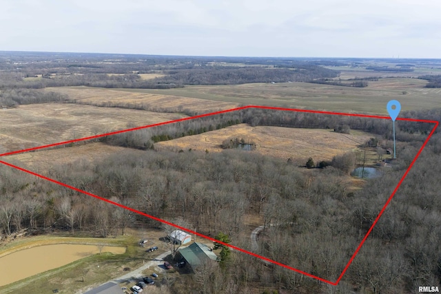 aerial view featuring a rural view