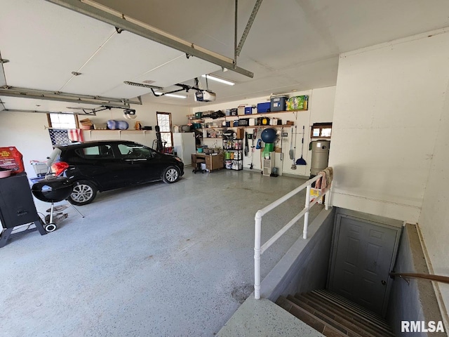 garage with a garage door opener