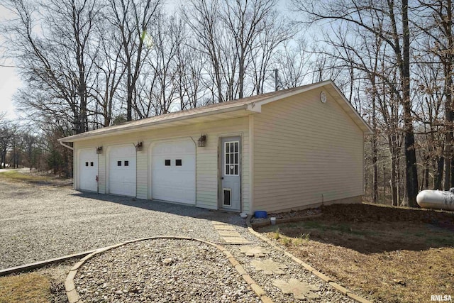 view of detached garage