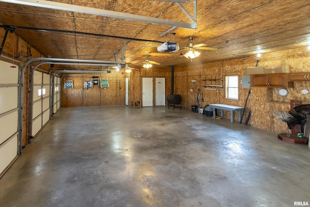 garage with a garage door opener